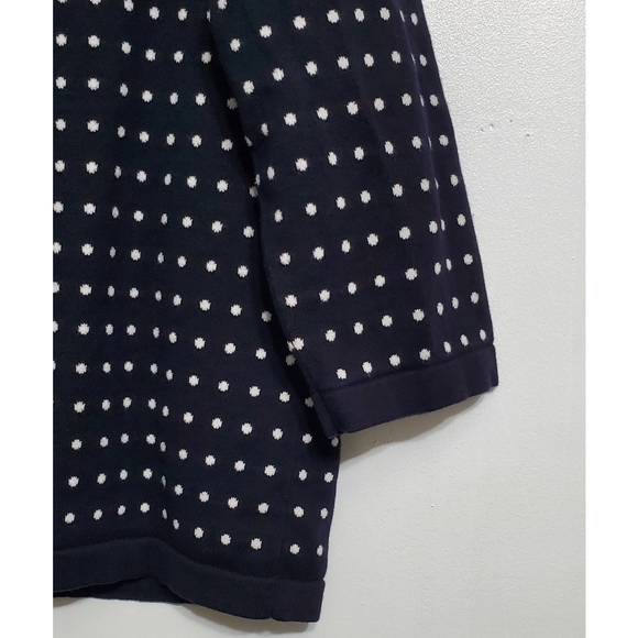 Talbots Xl 3/4 sleeves knit open front cardigan sweater polka dots black blue - Picture 7 of 11